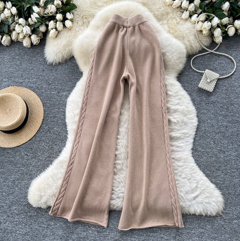 Twisted Side Stretchy Knit Trousers