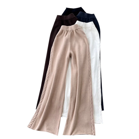 Twisted Side Stretchy Knit Trousers