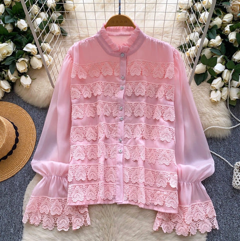 French Style Lace Patchwork Shirt
