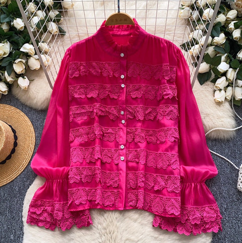 French Style Lace Patchwork Shirt