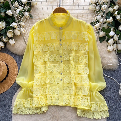 French Style Lace Patchwork Shirt