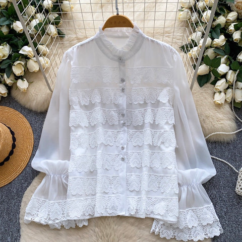 French Style Lace Patchwork Shirt