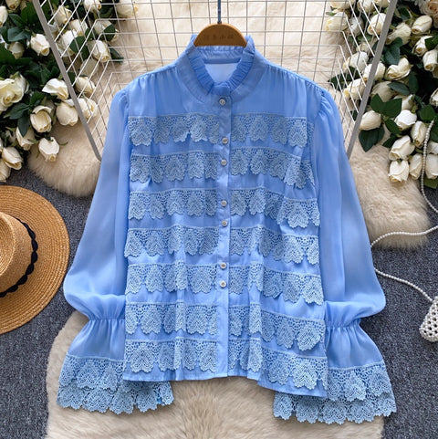 French Style Lace Patchwork Shirt