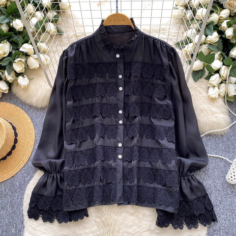 French Style Lace Patchwork Shirt
