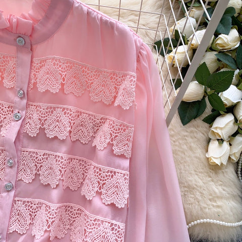 French Style Lace Patchwork Shirt