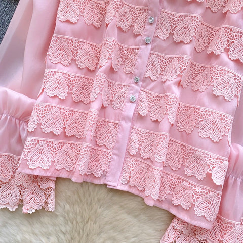 French Style Lace Patchwork Shirt