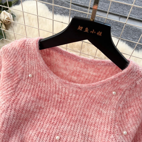 Beaded Sweater & Fishtail Skirt Knitted 2Pcs