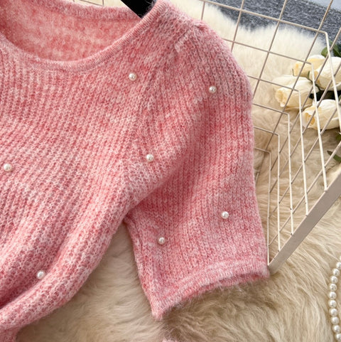 Beaded Sweater & Fishtail Skirt Knitted 2Pcs