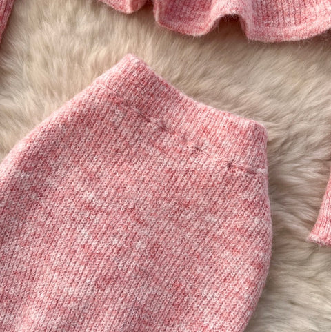 Beaded Sweater & Fishtail Skirt Knitted 2Pcs