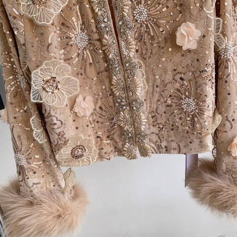 Furry Sequined Top & Skirt 2Pcs