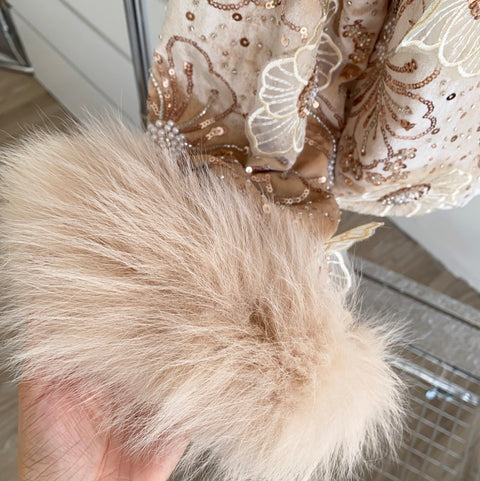 Furry Sequined Top & Skirt 2Pcs