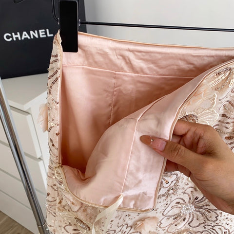 Furry Sequined Top & Skirt 2Pcs