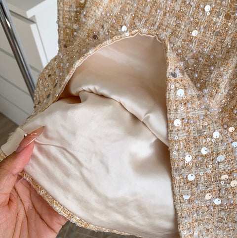 Furry Patchwork Blazer & Skirt 2Pcs