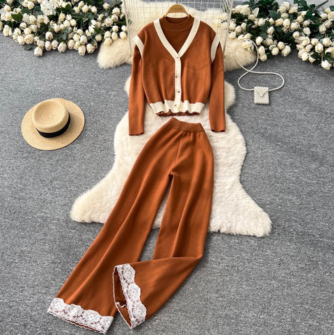 Vest & Sweater & Trousers Knitted 3Pcs