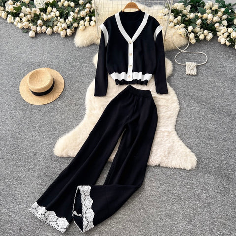 Vest & Sweater & Trousers Knitted 3Pcs