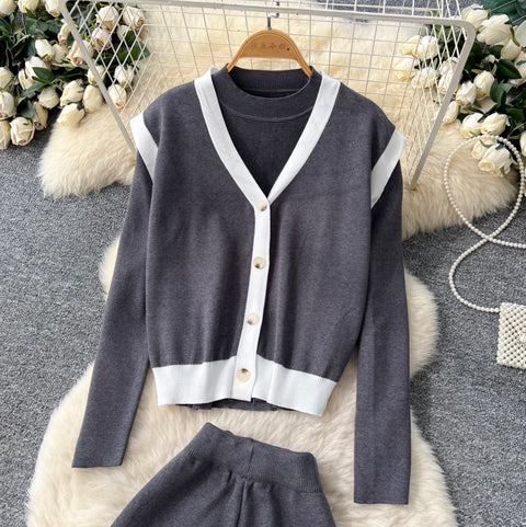 Vest & Sweater & Trousers Knitted 3Pcs