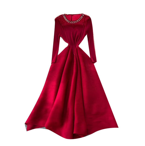 Crew Beaded Neckline A-line Dress