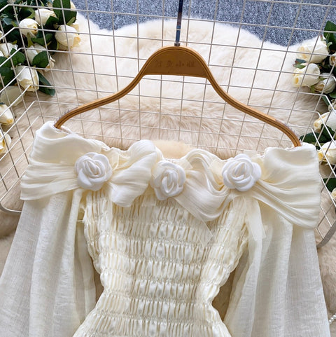 French Style Pleated Off-shoulder Top