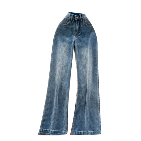 Rhinestone Studded High-waist Jeans