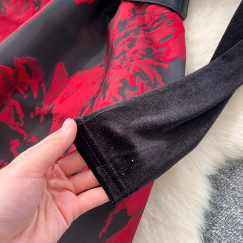 High-end Jacquard Black Dress with Belt