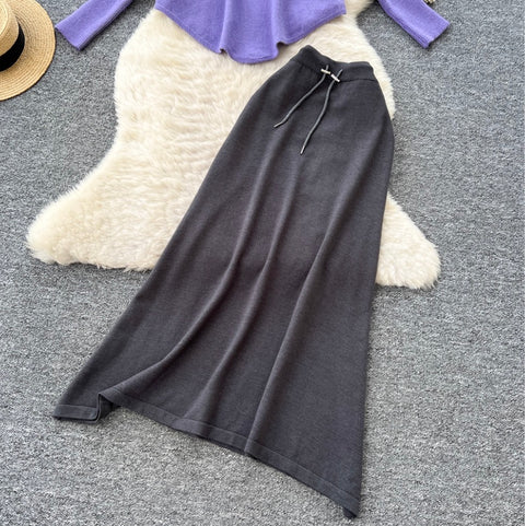 Irregular Design Sweater & Skirt 2Pcs