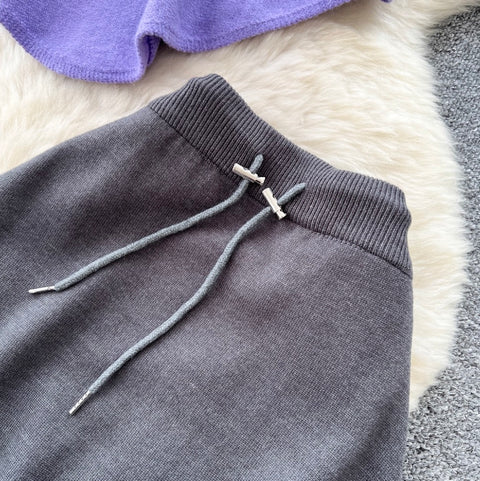 Irregular Design Sweater & Skirt 2Pcs