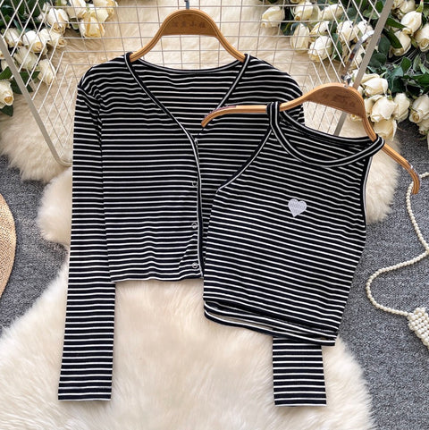 Chic Embroidery Camisole & Cardigan 2Pcs