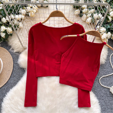 Chic Embroidery Camisole & Cardigan 2Pcs