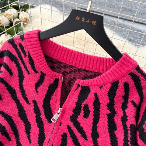 Print Knitwear & Wide-leg Trousers 2Pcs