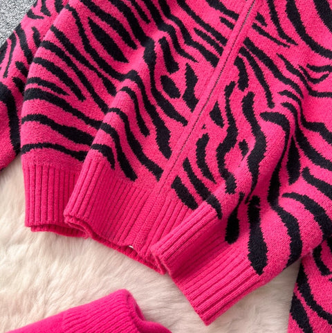 Print Knitwear & Wide-leg Trousers 2Pcs