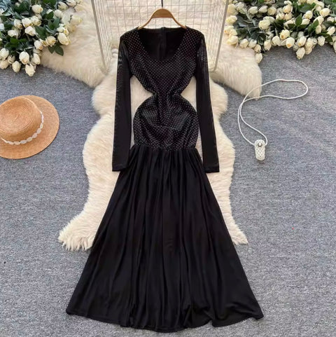 Premium Rhinestone Studded Mesh Dress