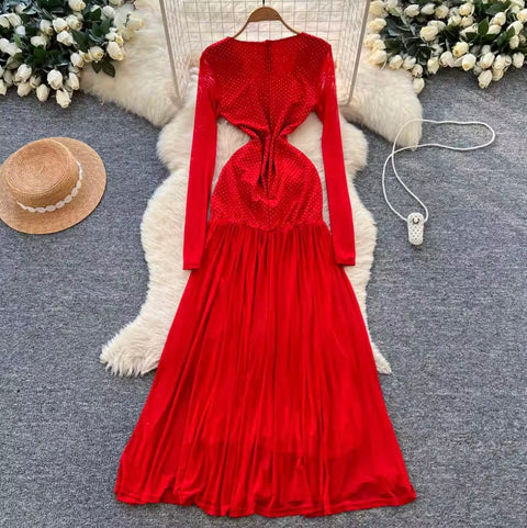 Premium Rhinestone Studded Mesh Dress