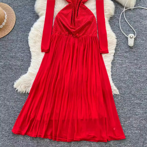 Premium Rhinestone Studded Mesh Dress