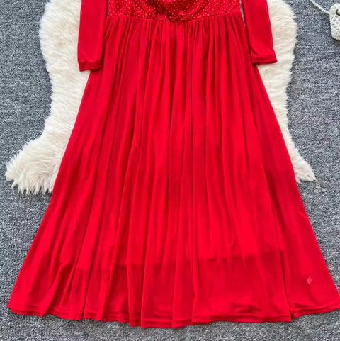 Premium Rhinestone Studded Mesh Dress