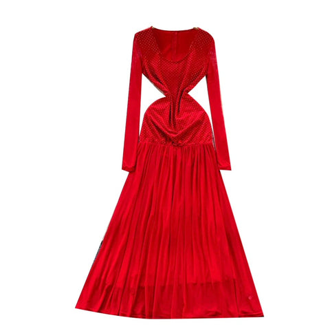 Premium Rhinestone Studded Mesh Dress