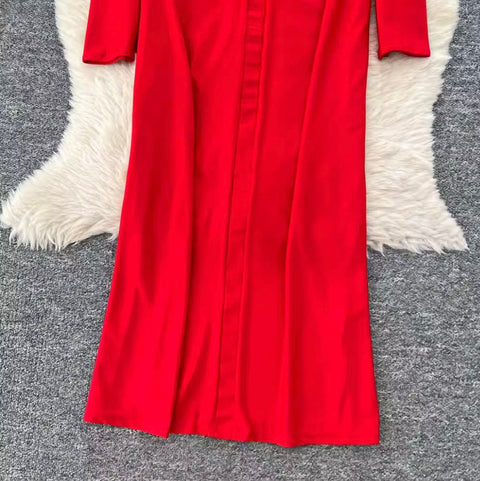 Elegant Lapeled Pleated Shirt Dress