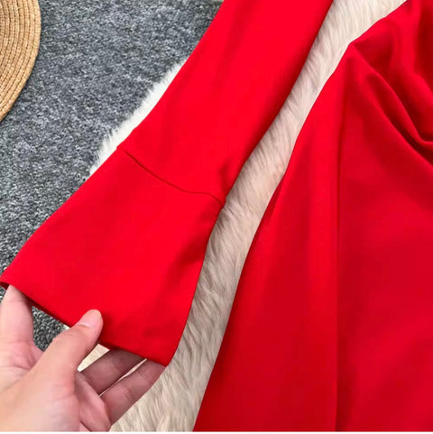 Elegant Lapeled Pleated Shirt Dress