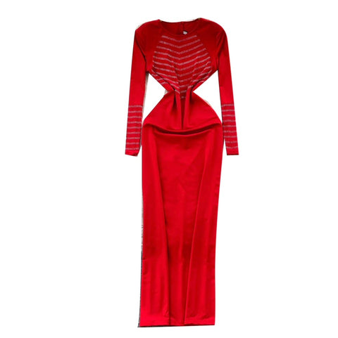 Rhinestone Studded Patchwork Dress