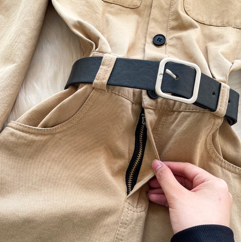 Niche Design Khaki Shirt Dress