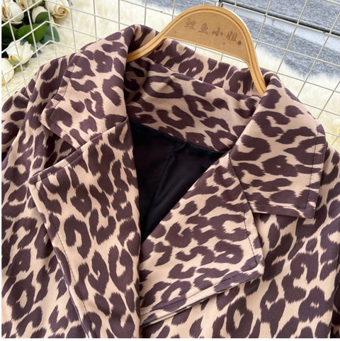 Leopard Print Loose-fit Thermal Coat