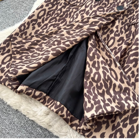 Leopard Print Loose-fit Thermal Coat