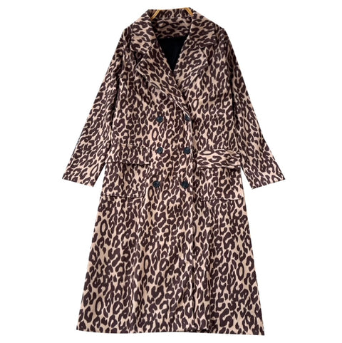 Leopard Print Loose-fit Thermal Coat