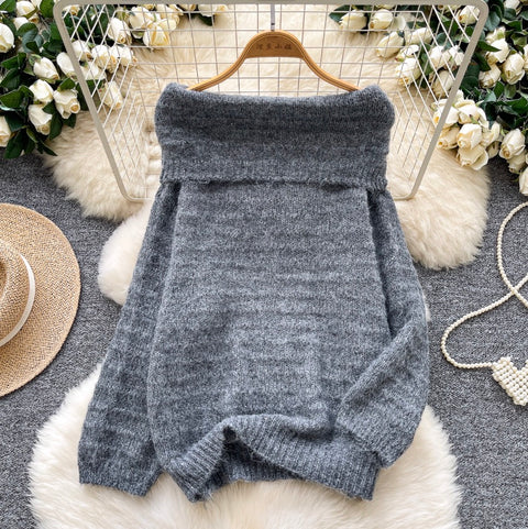Off-shoulder Lapeled Soft Knitwear