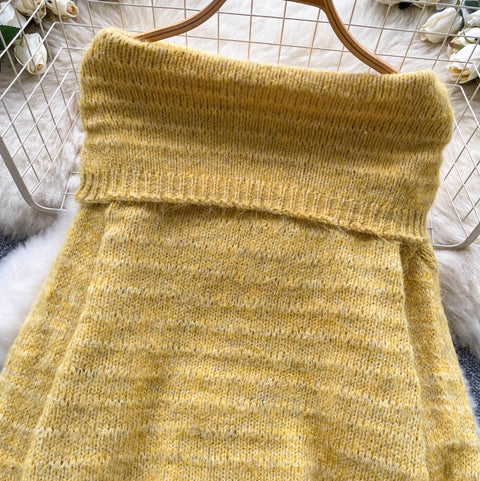 Off-shoulder Lapeled Soft Knitwear