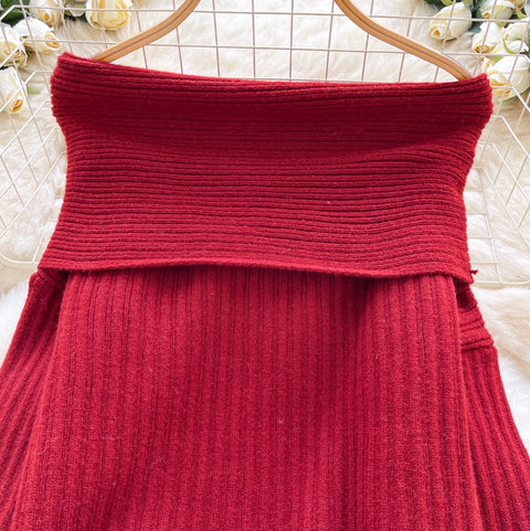 Off-shoulder Sweater & Shorts Knit 2Pcs