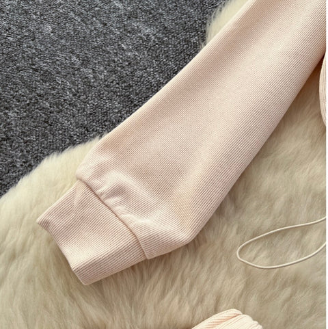 Drawstring Sweatshirt & Skirt Print 2Pcs