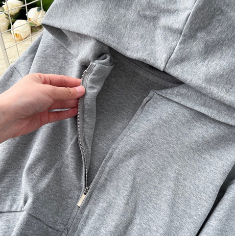 Zipped Hoodie & Draped Trousers 2Pcs