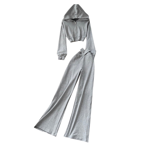 Zipped Hoodie & Draped Trousers 2Pcs