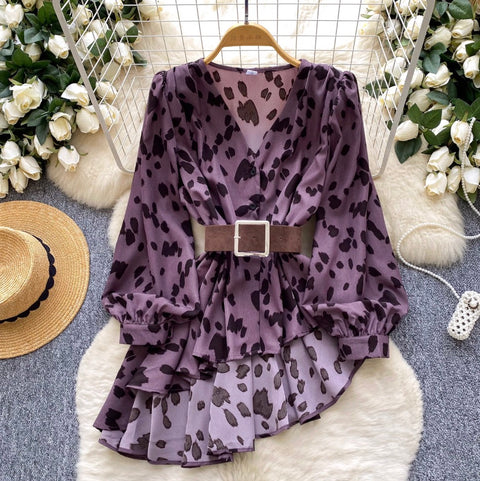 Irregular Design Leopard Print Shirt