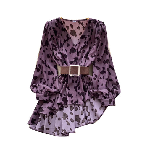 Irregular Design Leopard Print Shirt